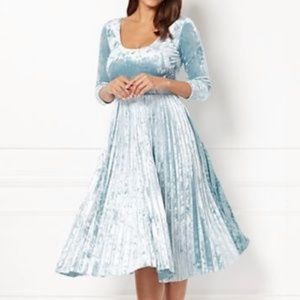 Ice blue pleated velvet dress by New York & Co.